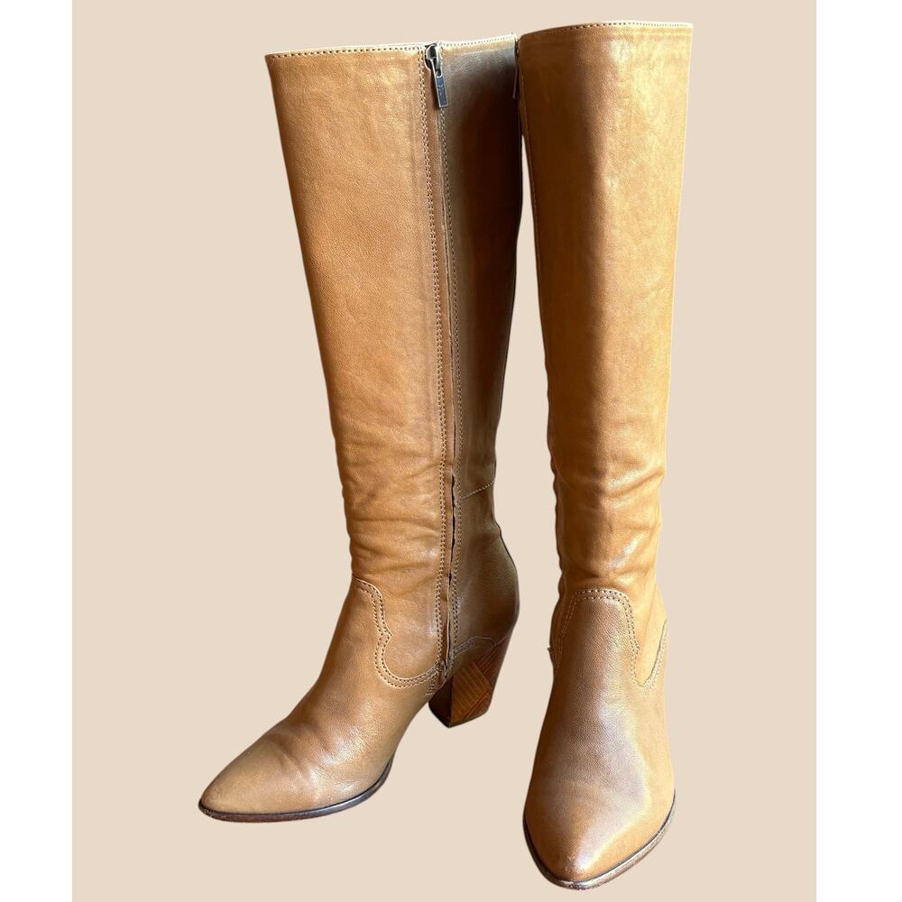 Frye Reed Inside Zip Tall Western Inspired Retro Knee Boots "Patchwork" Heels 7 - Picture 16 of 16